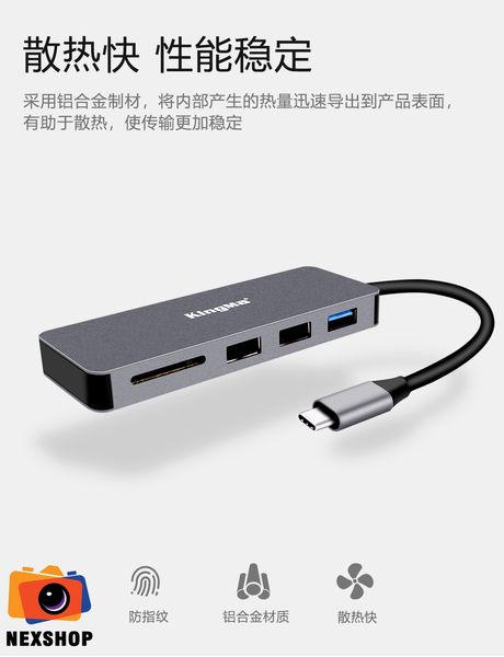 Đầu đọc thẻ Kingma Type-C 7-in-1 USB 3.0 | Chính hãng - cấu hình hộp sạc