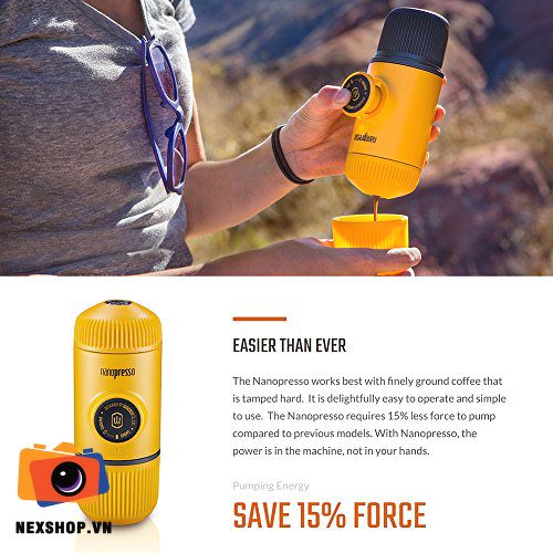 Máy Pha Cafe Cầm Tay Wacaco NanoPresso | Màu Vàng | Chính hãng - khả năng kết nối thiết bị