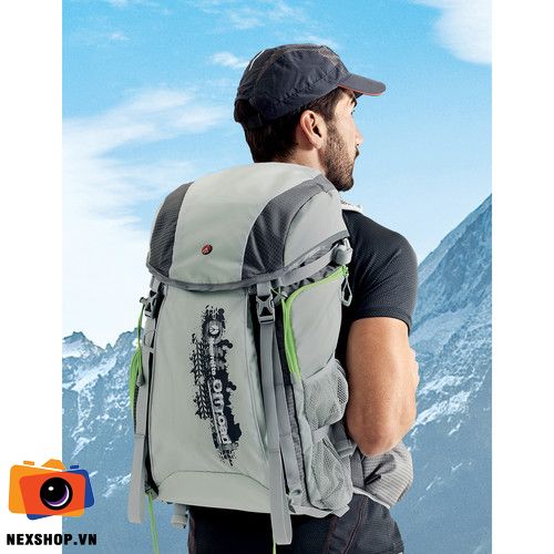Balo máy ảnh Manfrotto Offroad Hiker 30L | Màu Xám | Chính hãng - mặt sau và phụ kiện đi kèm