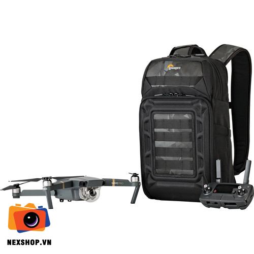 Balo Lowepro DroneGuard BP 200 | Chuyên dụng cho DJI Mavic Pro/Ai - mặt sau và phụ kiện đi kèm