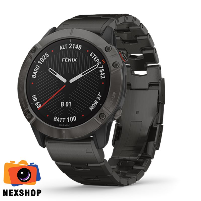 Đồng hồ thông minh Fēnix 6X - Titanium Carbon Gray DLC with DLC Titanium Bracelet,Pro Solar | Chính hãng FPT