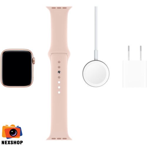 Apple Watch Series 5 GPS, 44mm Gold Aluminium Case with Pink Sand Sport Band - S/M & M/L