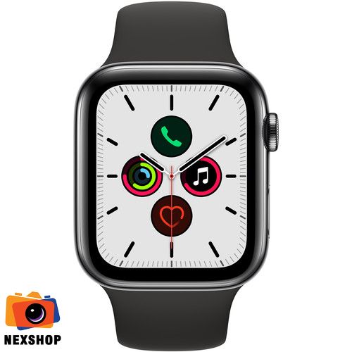 Apple Watch Series 5 GPS + Cellular, 40mm Space Black Stainless Steel Case with Black Sport Band - S/M & M/L | Chính hãng FPT