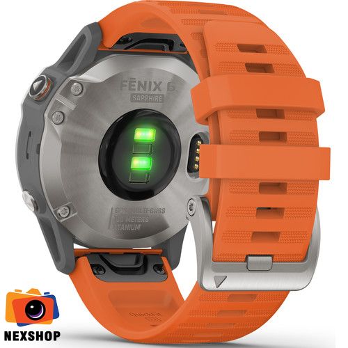 Đồng hồ sức khỏe Fenix 6 - Pro and Sapphire Editions Sapphire - Titanium with Ember Orange Band | Hàng chính hãng FPT