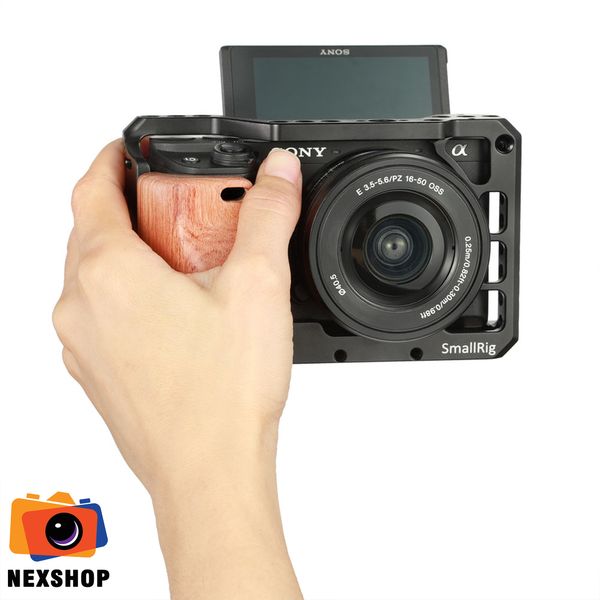 Báng gỗ gắn khung SmallRig Wooden Handgrip cho Sony A6400 | Chính - khả năng kết nối thiết bị