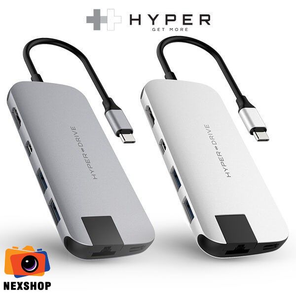 Cổng chuyển Hyperdrive SLIM USB-C Multi Port Hub for MacBook, PC & Devices | Màu bạc | Hàng chính hãng