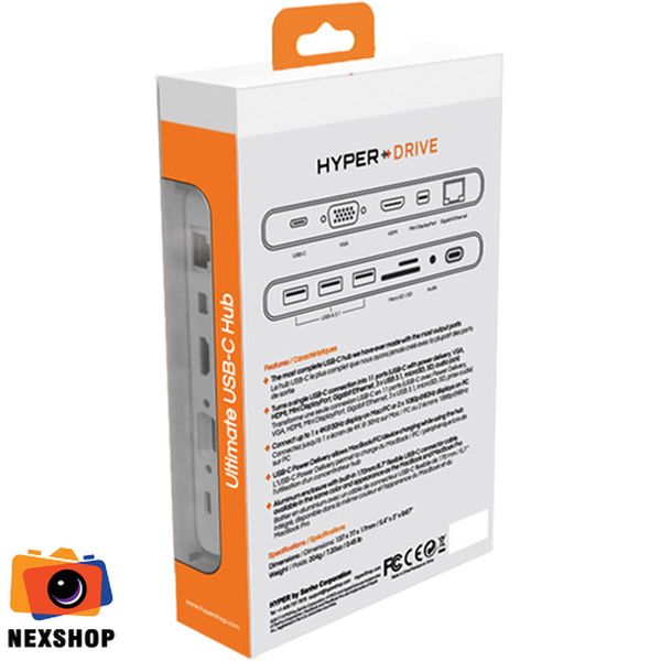 Cổng chuyển HyperDrive Ultimate USB-C Hub | GN30-SILVER | Màu Bạc | Hàng chính hãng