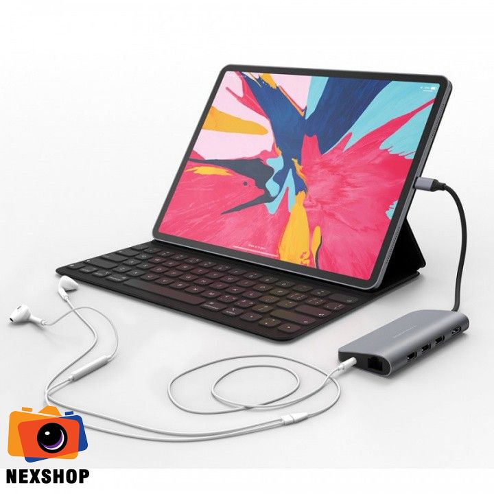 Cổng chuyển Hyperdrive Power 9-in-1 USB-C Hub for iPab Pro 2018, Macbook, Ultrabook, Chromebook, PC & USB-C Divices | Màu xám | Hàng chính hãng