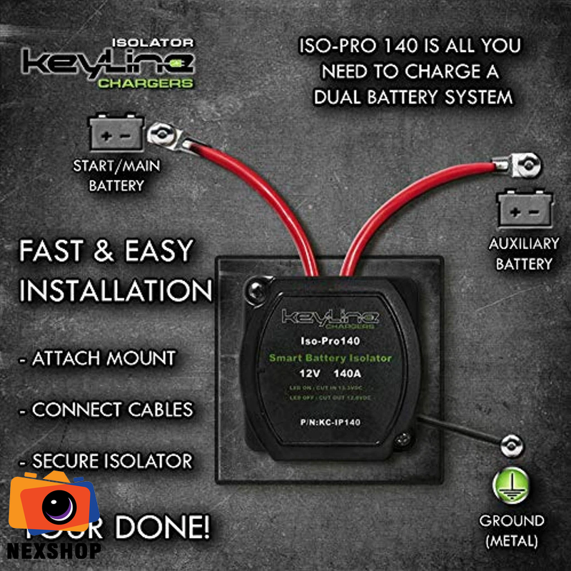 12V 140 AMP DUAL BATTERY ISOLATOR W/DUAL BATTERY KIT