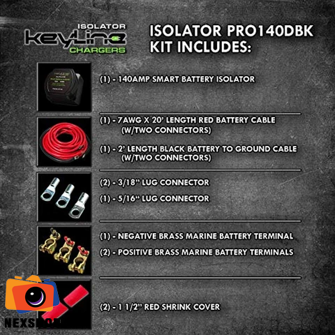 12V 140 AMP DUAL BATTERY ISOLATOR W/DUAL BATTERY KIT