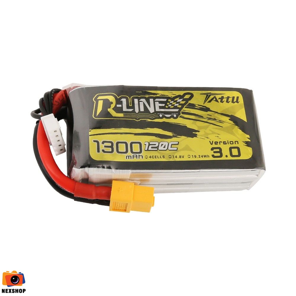 Tattu R-Line Version 3.0 1300mAh 14.8V 120C 4S1P Lipo Battery Pack with XT60 Plug