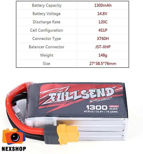 FULLSEND 1300mAh 120C 14.8V 4S1P XT60H