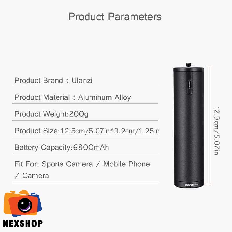 Power Bank Grip 6800mAh Ulanzi | Sạc dự phòng đa năng chính hãng - cấu hình hộp sạc
