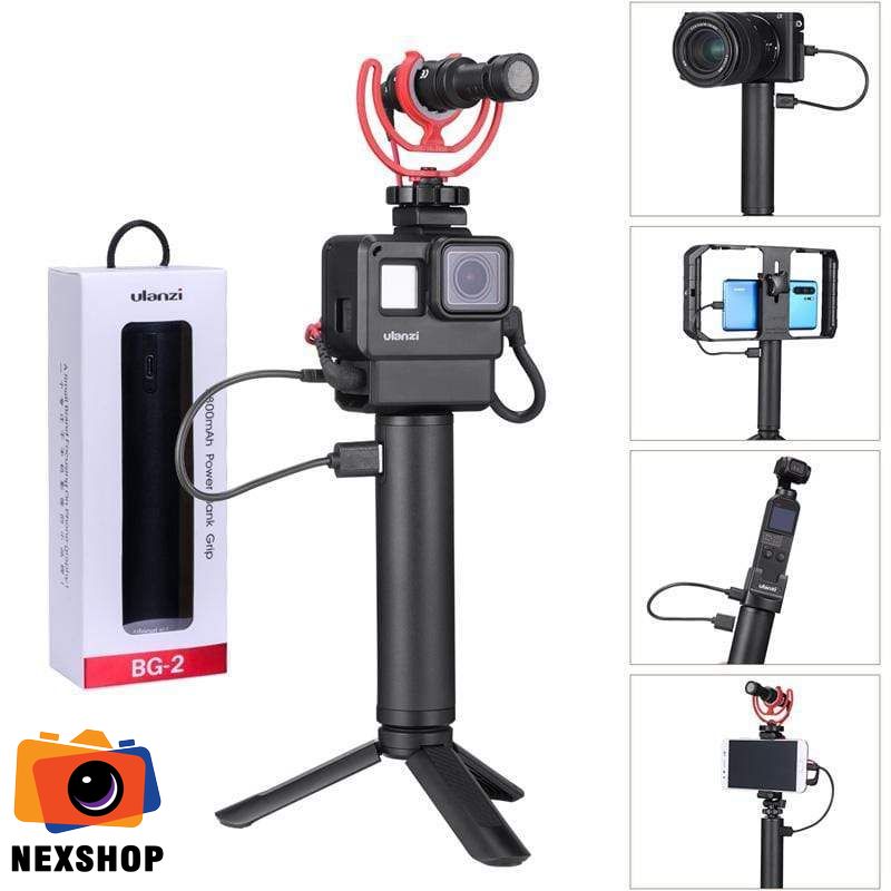 Power Bank Grip 6800mAh Ulanzi | Sạc dự phòng đa năng chính hãng - mặt sau và phụ kiện đi kèm