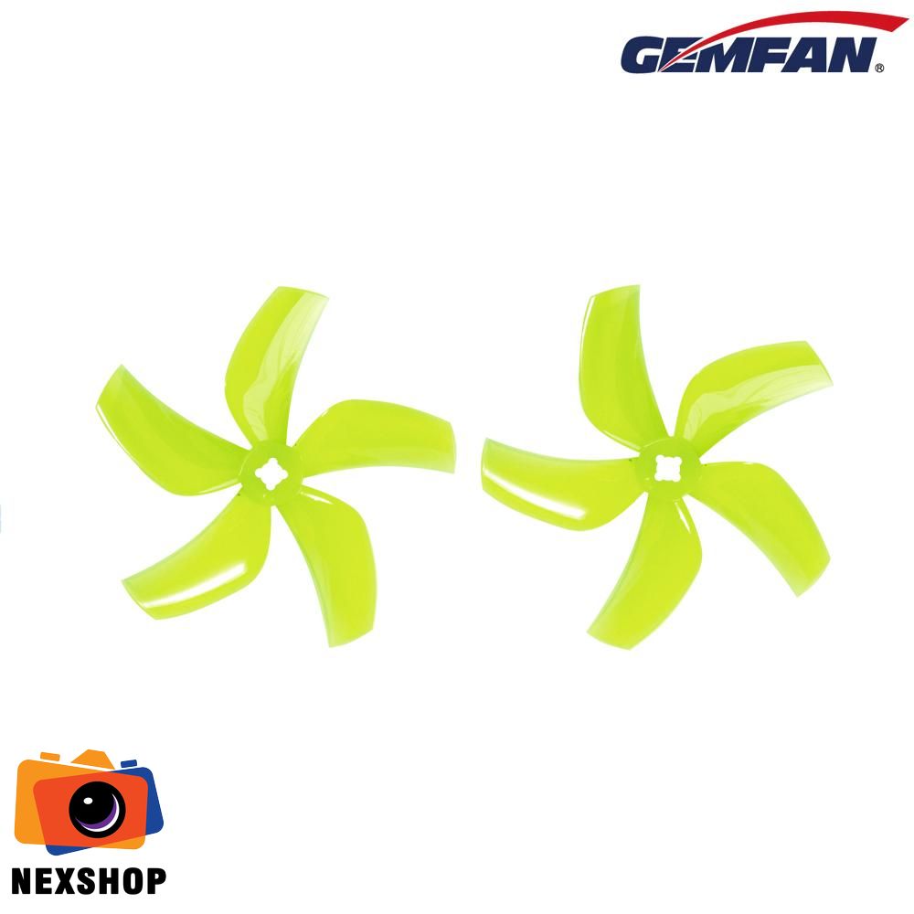GEMFAN D76 Ducted Durable 5 Blade | 76mm-Yellow (4 Cánh) | Chính - mặt sau và phụ kiện đi kèm