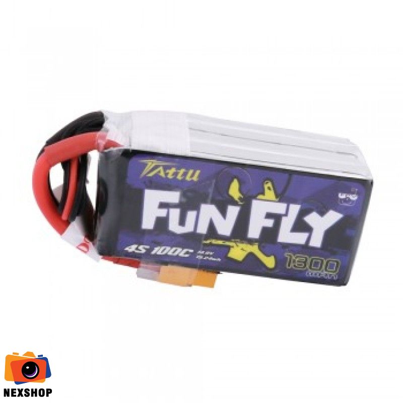 Tattu FunFly 1300mAh 100C 14.8V 4S1P lipo battery pack with XT60 Plug for Practice