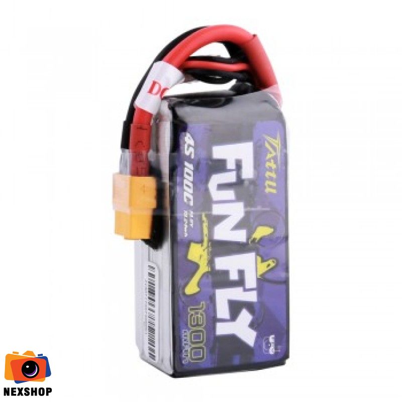 Tattu FunFly 1300mAh 100C 14.8V 4S1P lipo battery pack with XT60 Plug for Practice