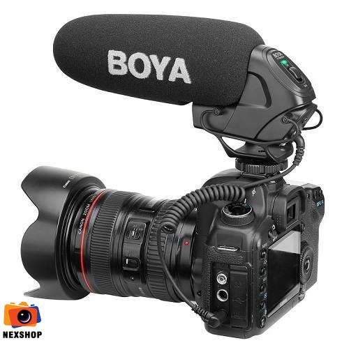 Mic thu âm máy ảnh Boya BY-BM3030 | Chính hãng - mặt sau và phụ kiện đi kèm