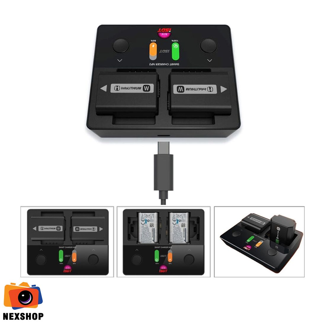 Sạc iSDT NP2 | Sạc pin Sony đa năng chính hãng - thiết kế và phụ kiện