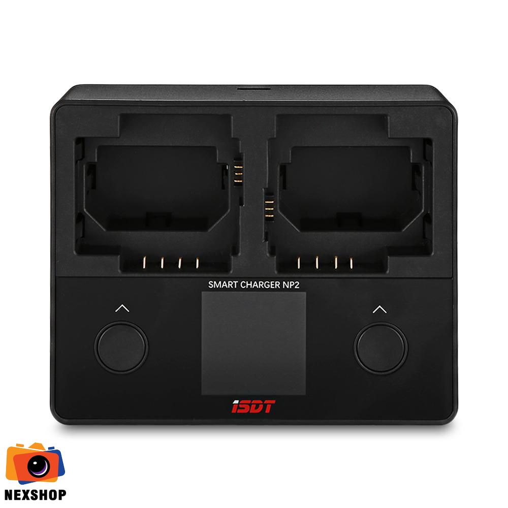 Sạc iSDT NP2 | Sạc pin Sony đa năng chính hãng - mặt sau và phụ kiện đi kèm