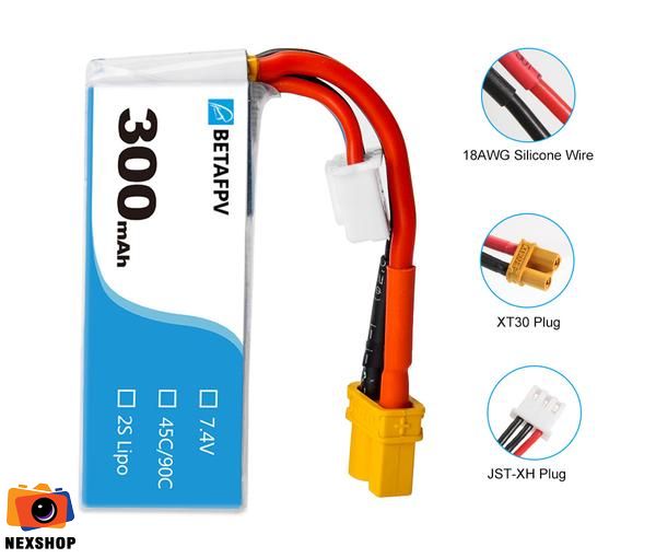 Pin BetaFPV 300mAh 2S (2 cái) | Chính hãng - cấu hình hộp sạc