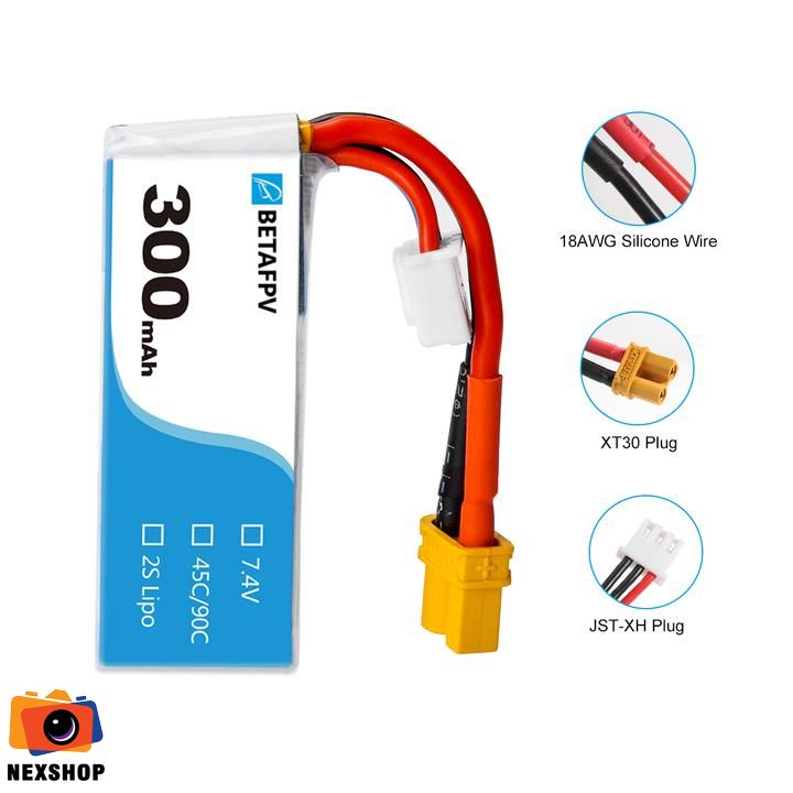 Pin BetaFPV 300mAh 2S (2 cái) | Chính hãng - khả năng kết nối thiết bị