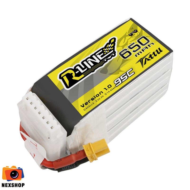 Tattu R-Line 650mAh 22.2V 95C 6S1P Lipo Battery Pack with XT30 softcase