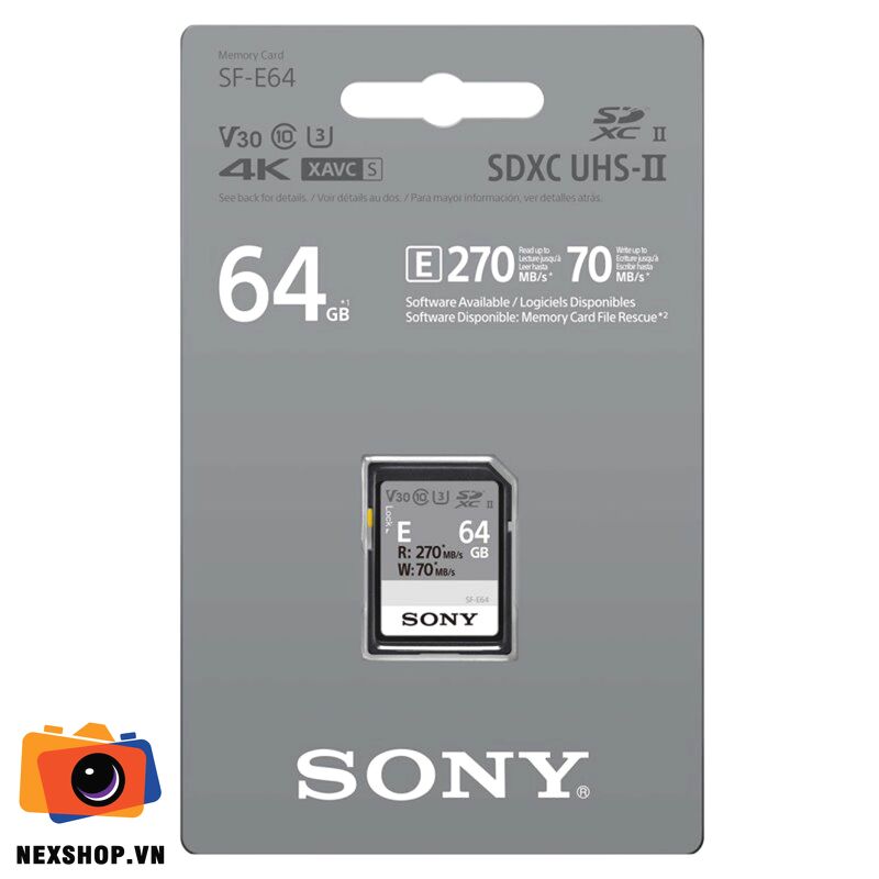 Thẻ Nhớ SDXC Sony 64GB 270MB/70MB/S (SF-E64/T1) | Chính hãng