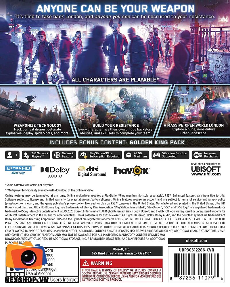 Đĩa Games PS5 Watch Dogs: Legion PlayStation 5 Standard Edition