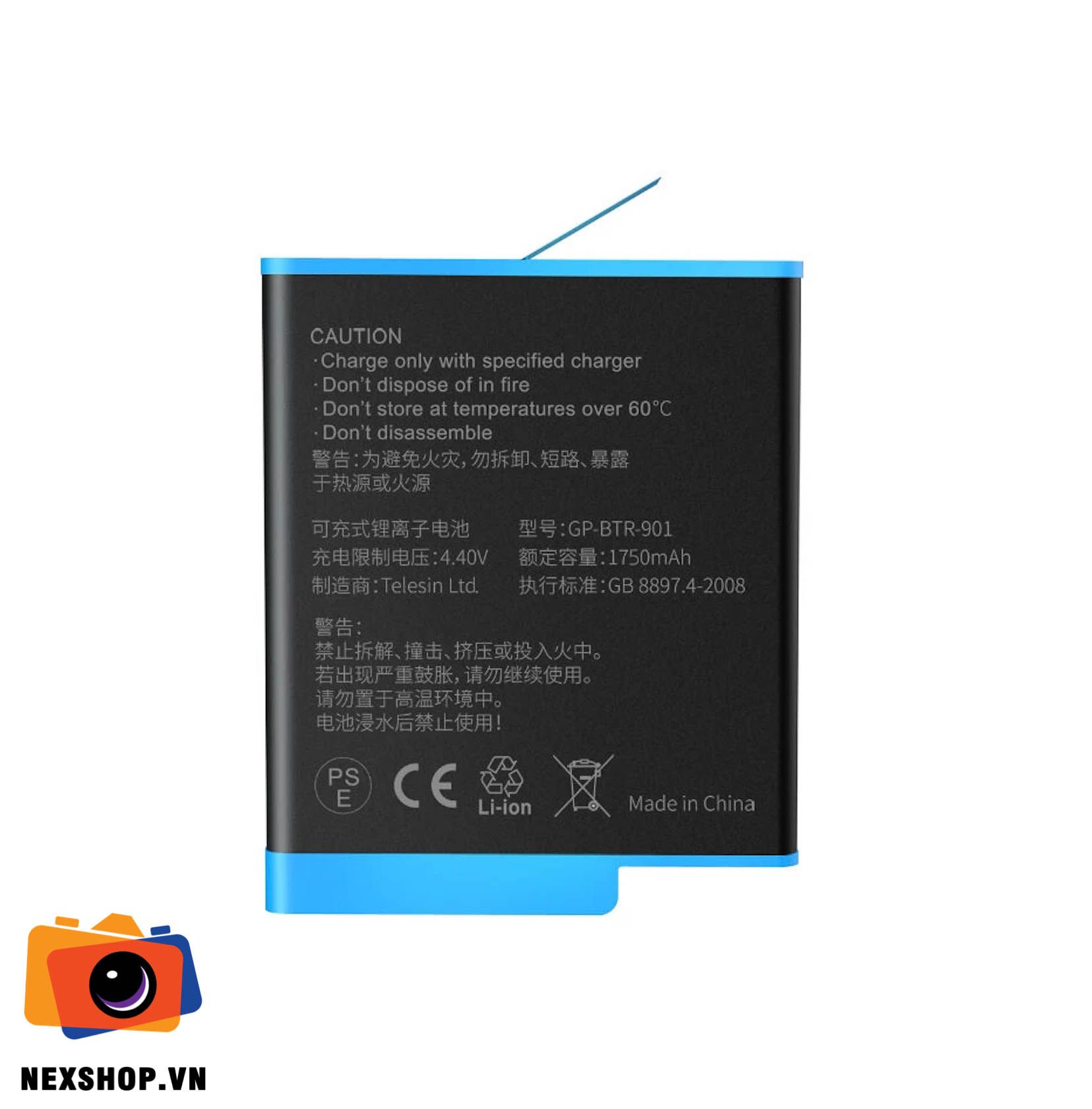 Pin Lithium GoPro 10/9 Chính Hãng Telesin | Uy Tín, Dung Lượng Ca - mặt sau và phụ kiện đi kèm