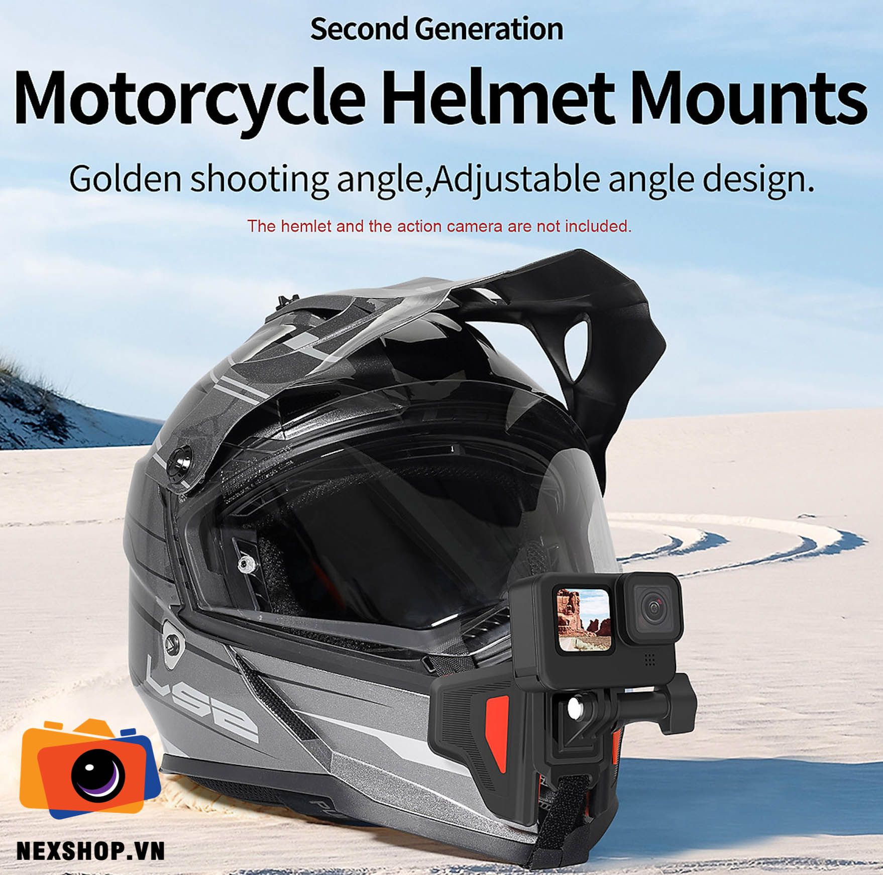 Bộ gắn cằm mũ bảo hiểm GoPro | Telesin | Chính hãng - khả năng kết nối thiết bị