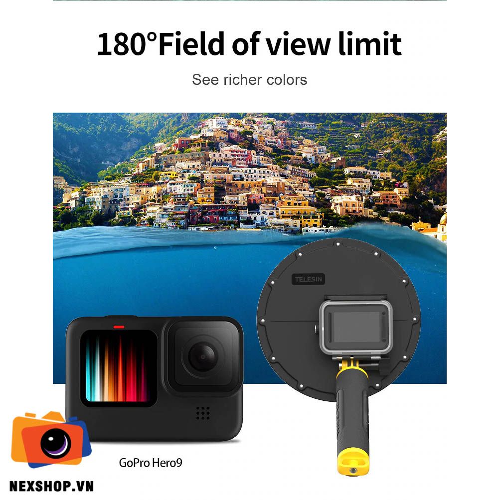 Waterpoof dome port for Gopro 12 11 10 9 Telesin