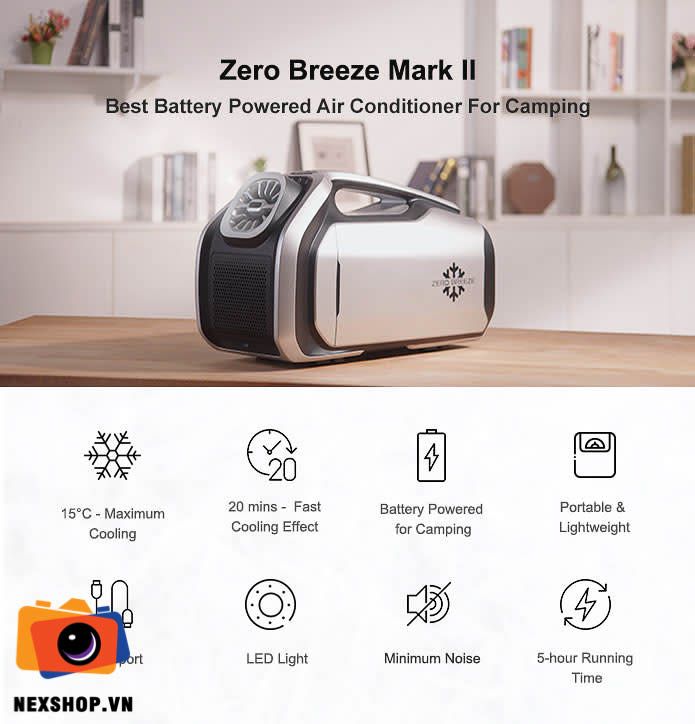 Điều hoà xách tay Zero Breeze Mark 2 ( Đã bao gồm 1 pin ) Chính hãng