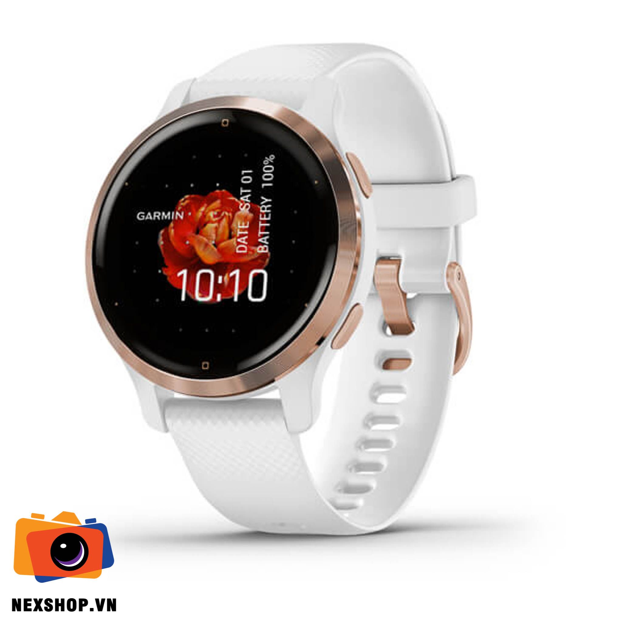 Đồng hồ thông minh Venu 2S, GPS, Wi-Fi, Rose Gold + White, KOR/SEA Chính hãng FPT