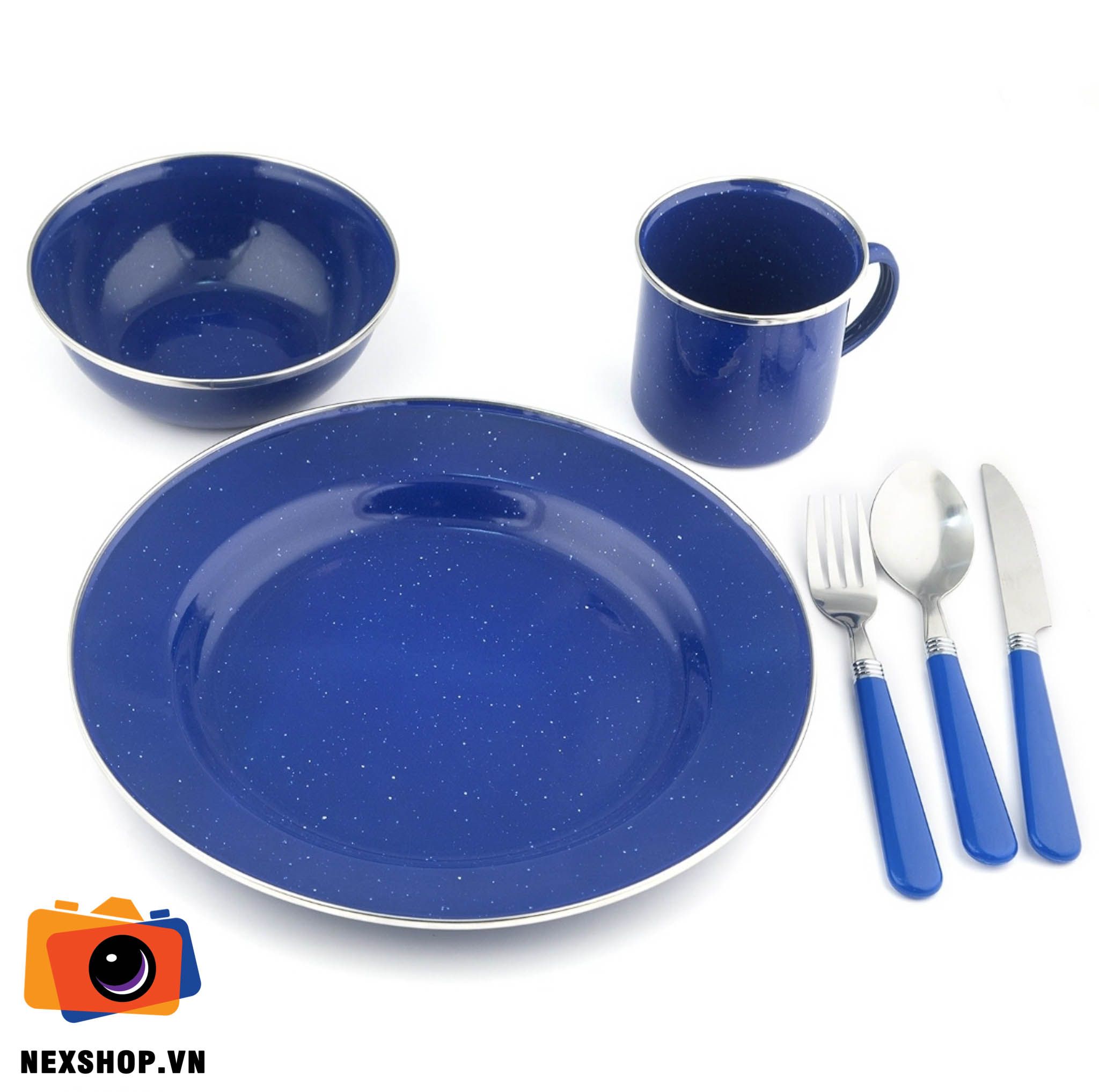 Set Tráng Men Stansport Deluxe 24 Piece Enamel Tableware - Blue