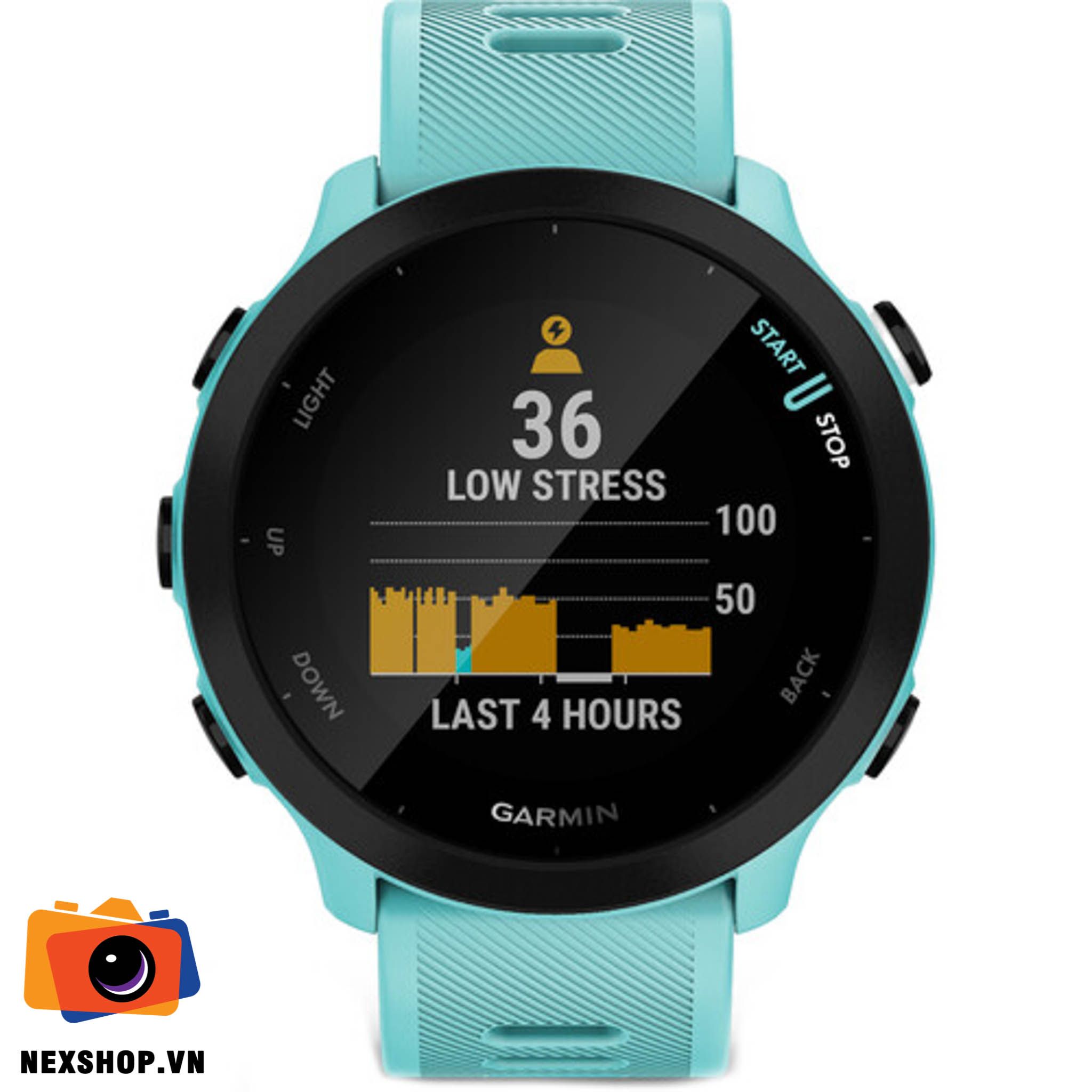 Đồng hồ thể thao Garmin Forerunner 55 | Xanh Aqua | Chính hãng FPT