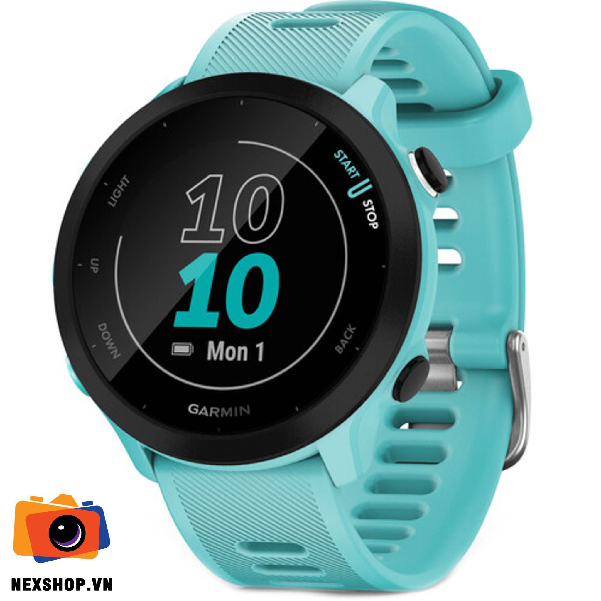 Đồng hồ thể thao Garmin Forerunner 55 | Xanh Aqua | Chính hãng FPT