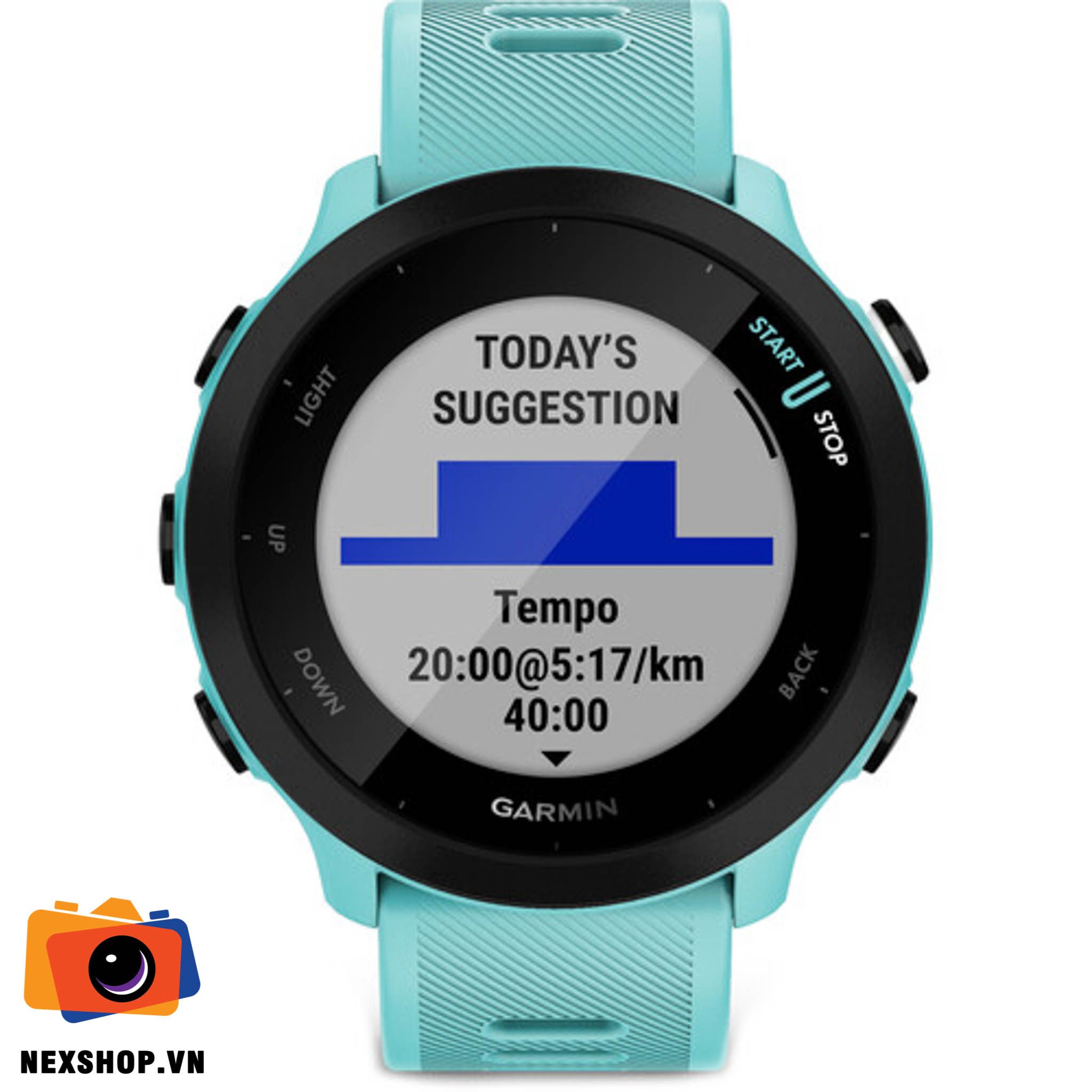 Đồng hồ thể thao Garmin Forerunner 55 | Xanh Aqua | Chính hãng FPT