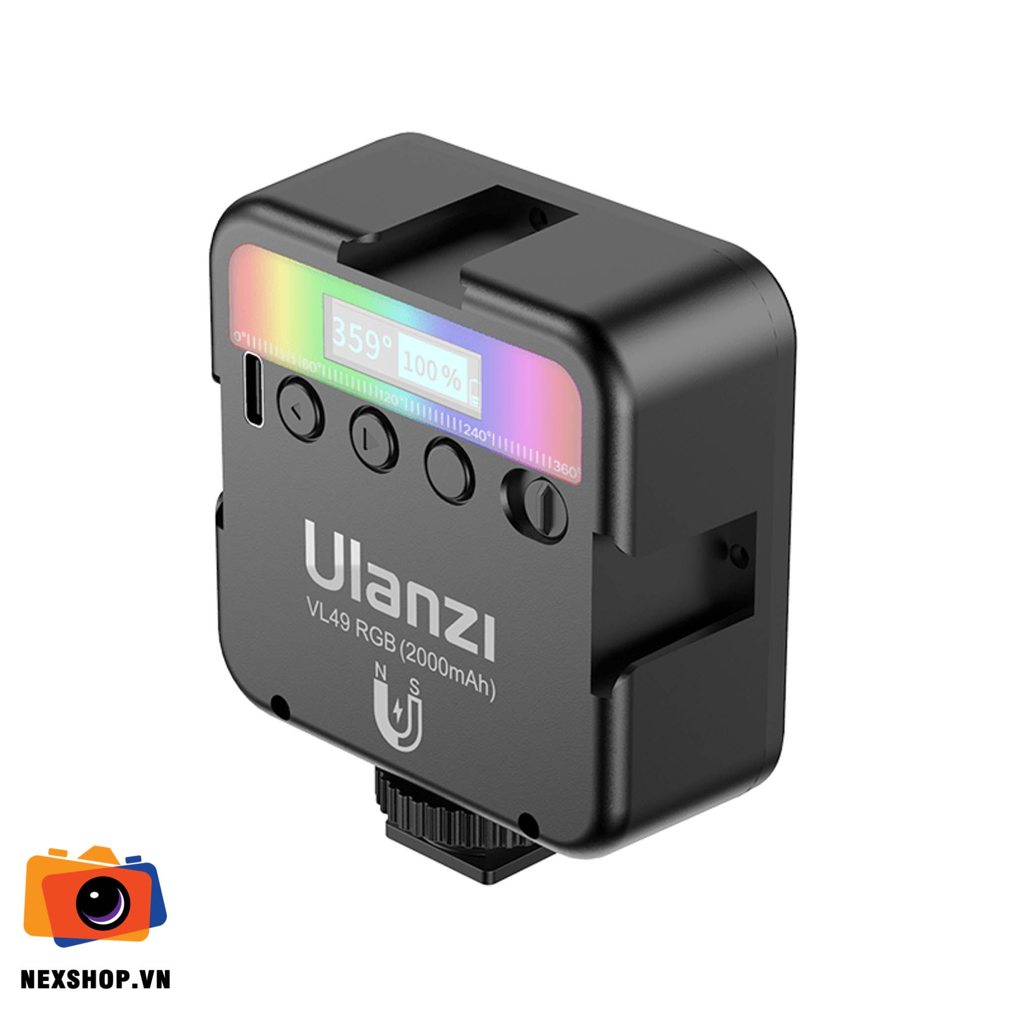 Đèn Led Ulanzi VL49 Rechargeable Mini RGB Light | Chính hãng - mặt sau và phụ kiện đi kèm