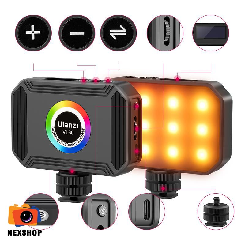 Đèn LED Ulanzi VL60 RGB | Chính hãng, Đa màu, Điều khiển từ xa - thiết kế và phụ kiện