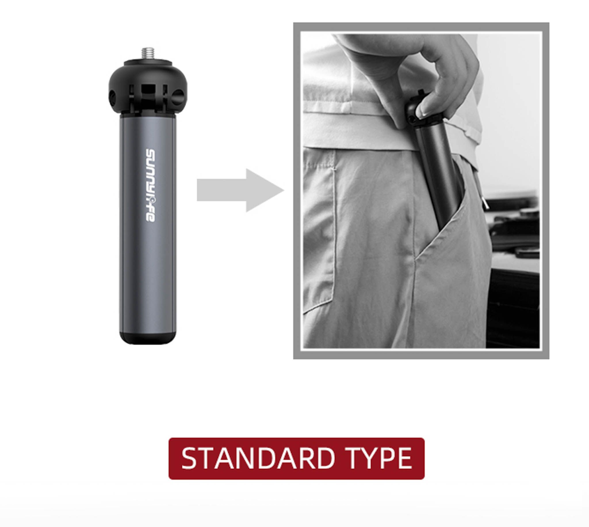Gậy 13CM Mini Aluminum Alloy Tripod cho camera hành động | Sunnylife | Màu Đỏ - cấu hình hộp sạc