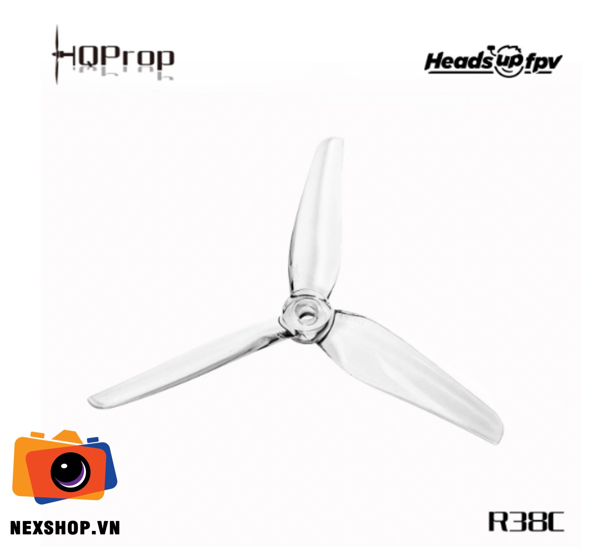 HQProp HeadsUp Racing Prop R38C Clear | Chính hãng - mặt sau và phụ kiện đi kèm