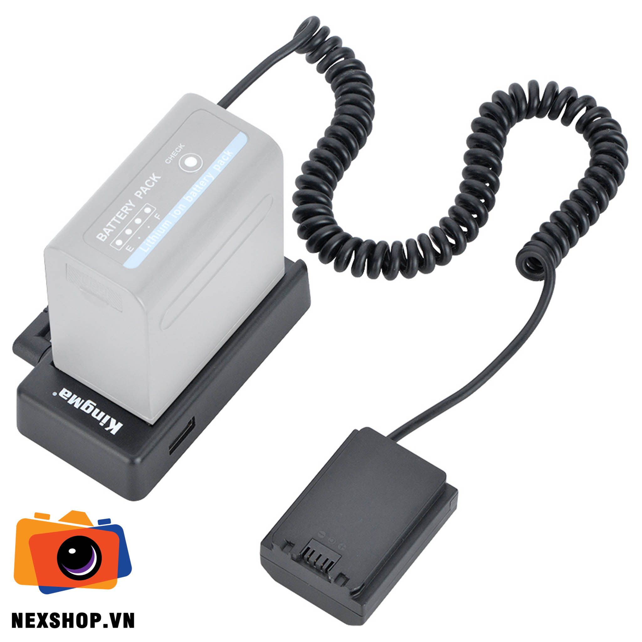 Pin Dummy Sony NP-FZ100 + Adapter Kingma | Chính hãng Kingma - mặt sau và phụ kiện đi kèm