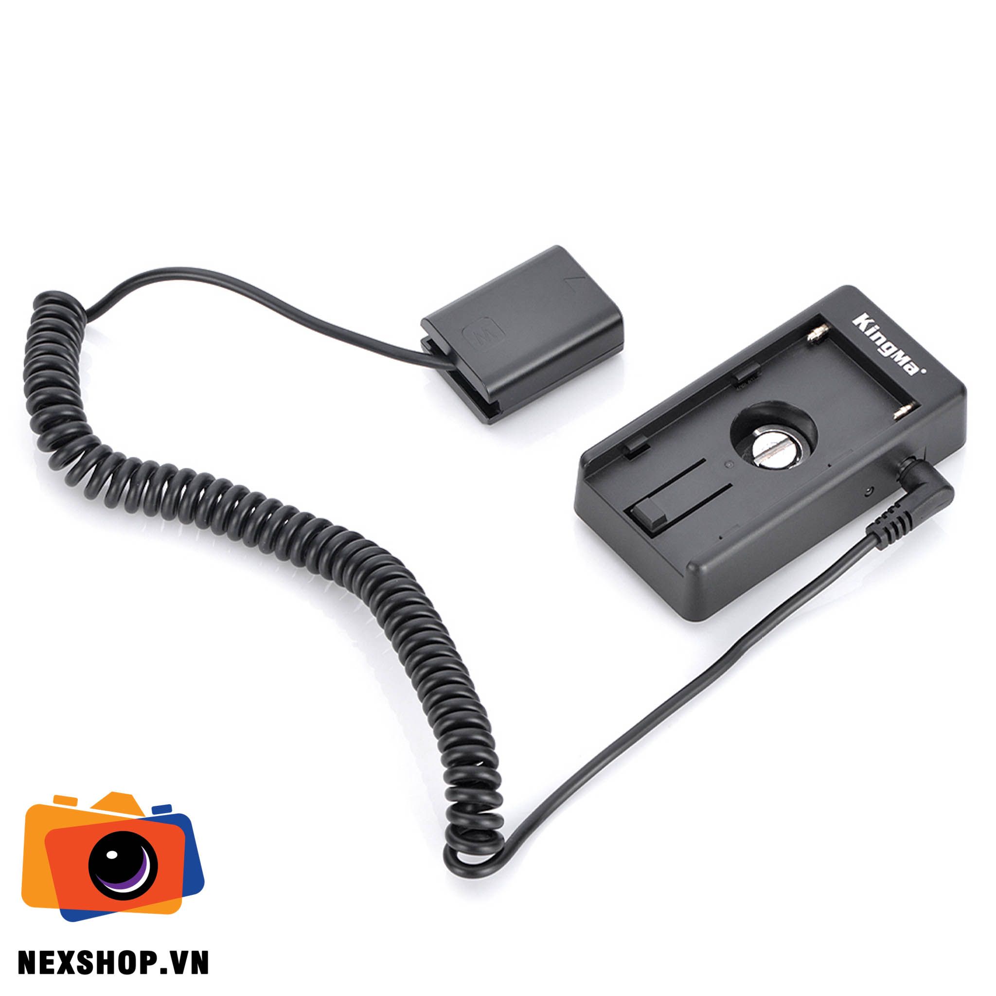 KingMa FW50 Dummy Battery DC Coupler | Chính hãng Kingma - mặt sau và phụ kiện đi kèm