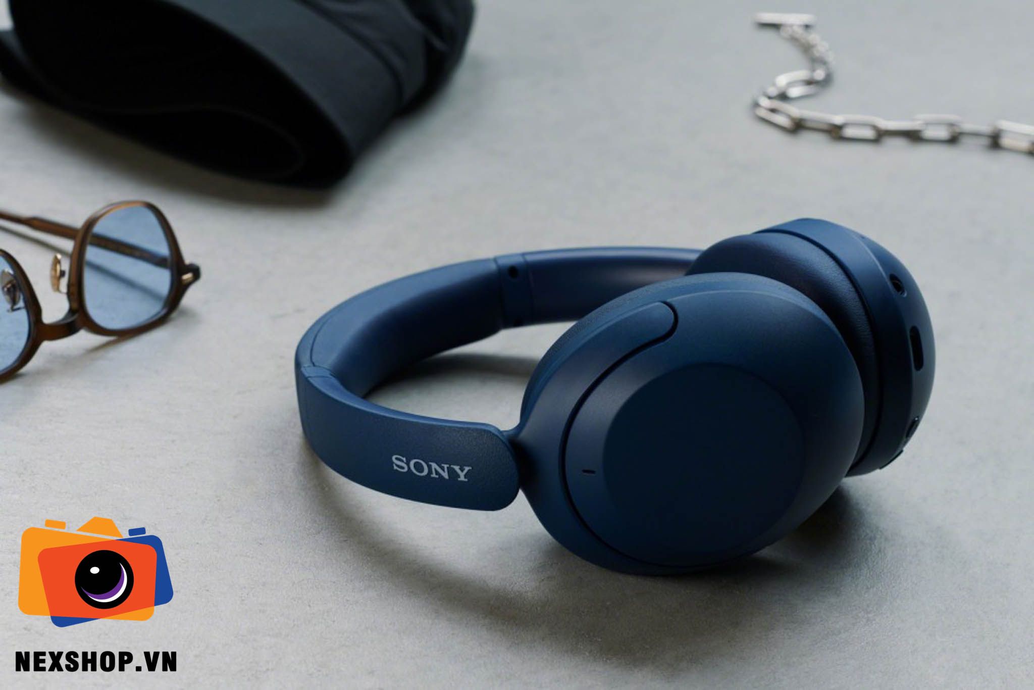 Tai nghe không dây chống ồn Sony WH-XB910N | Màu xanh | Chính hãn - cấu hình hộp sạc