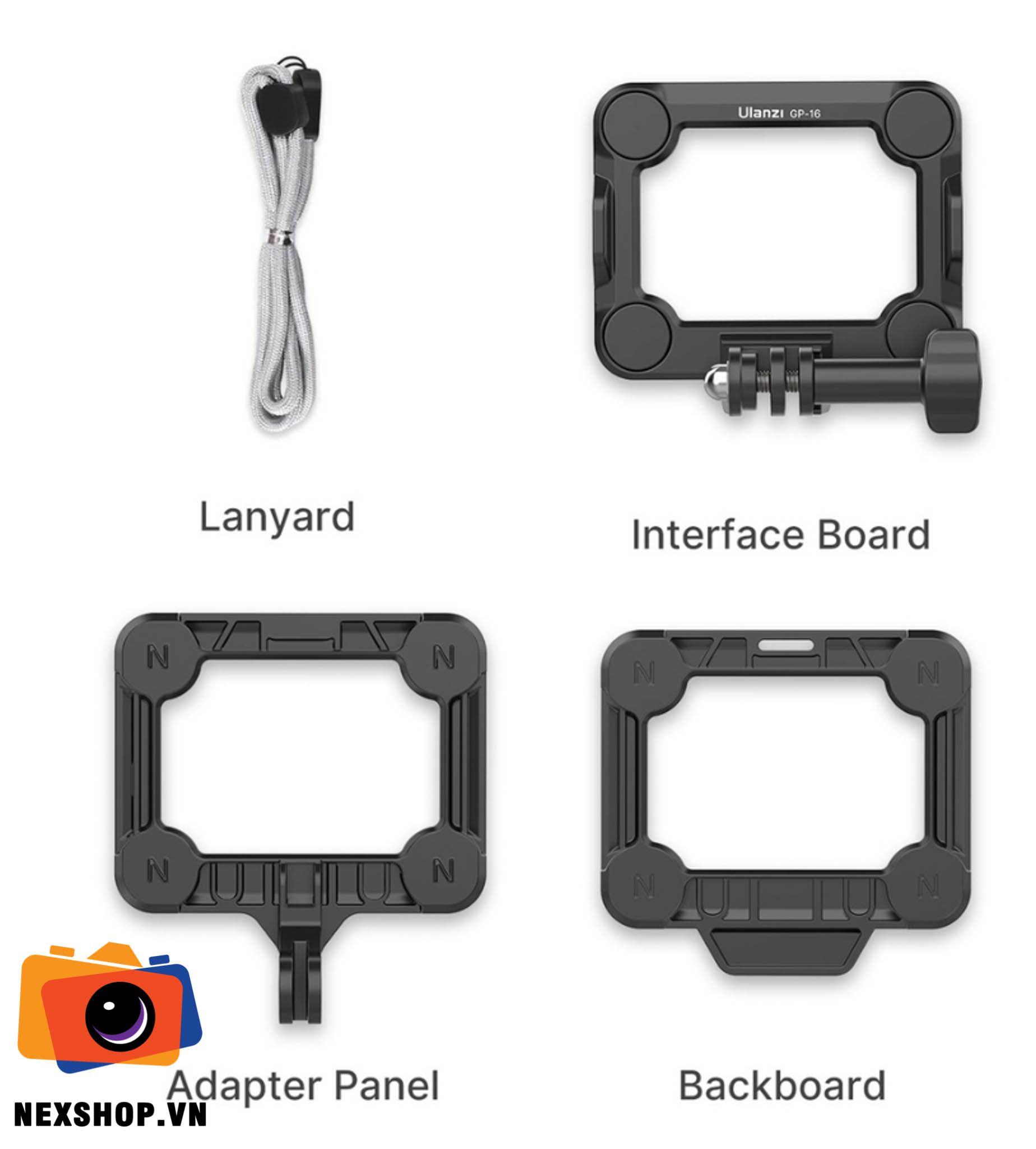 Ulanzi GP-16 Ngàm Đeo Ngực Gopro Magneti | Chính Hãng - mặt sau và phụ kiện đi kèm