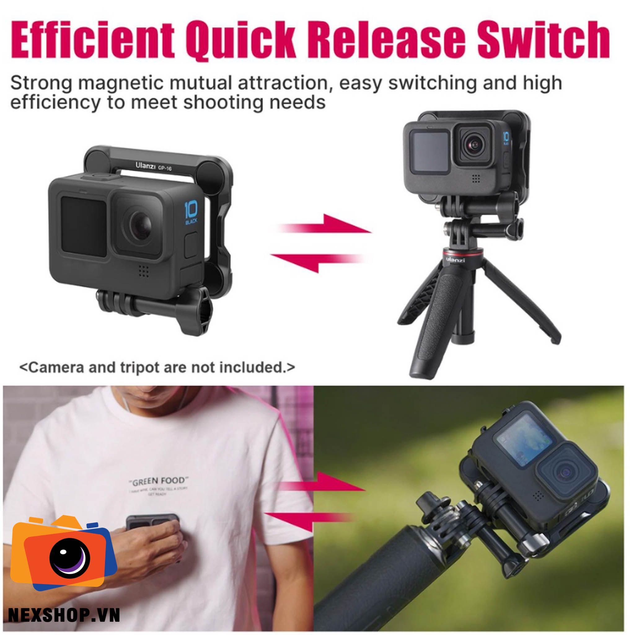Ulanzi GP-16 Ngàm Đeo Ngực Gopro Magneti | Chính Hãng - thiết kế và phụ kiện