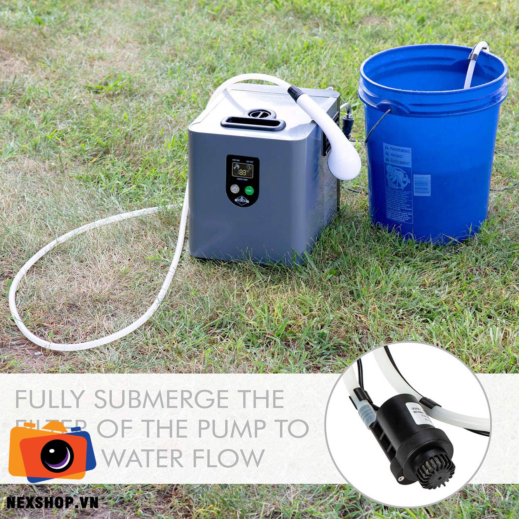 Máy làm nước nóng camping Hike Crew Portable Propane Water Heater & Shower Pump – Compact Outdoor Cleaning & Showering System w/LCD & Auto Safety Shutoff for Instant Hot Water While Camping, Hiking – Carry Case Included