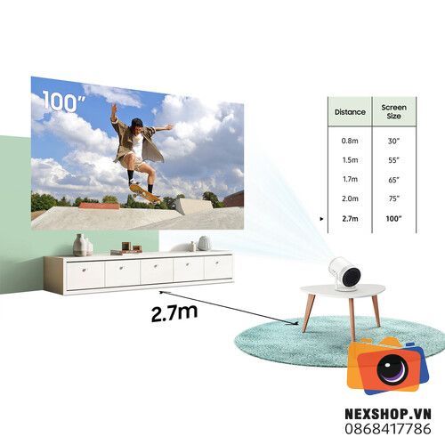 Máy chiếu 100 inch bỏ túi SAMSUNG The Freestyle Projector tích hợp trợ lý ảo Alexa | Chính hãng