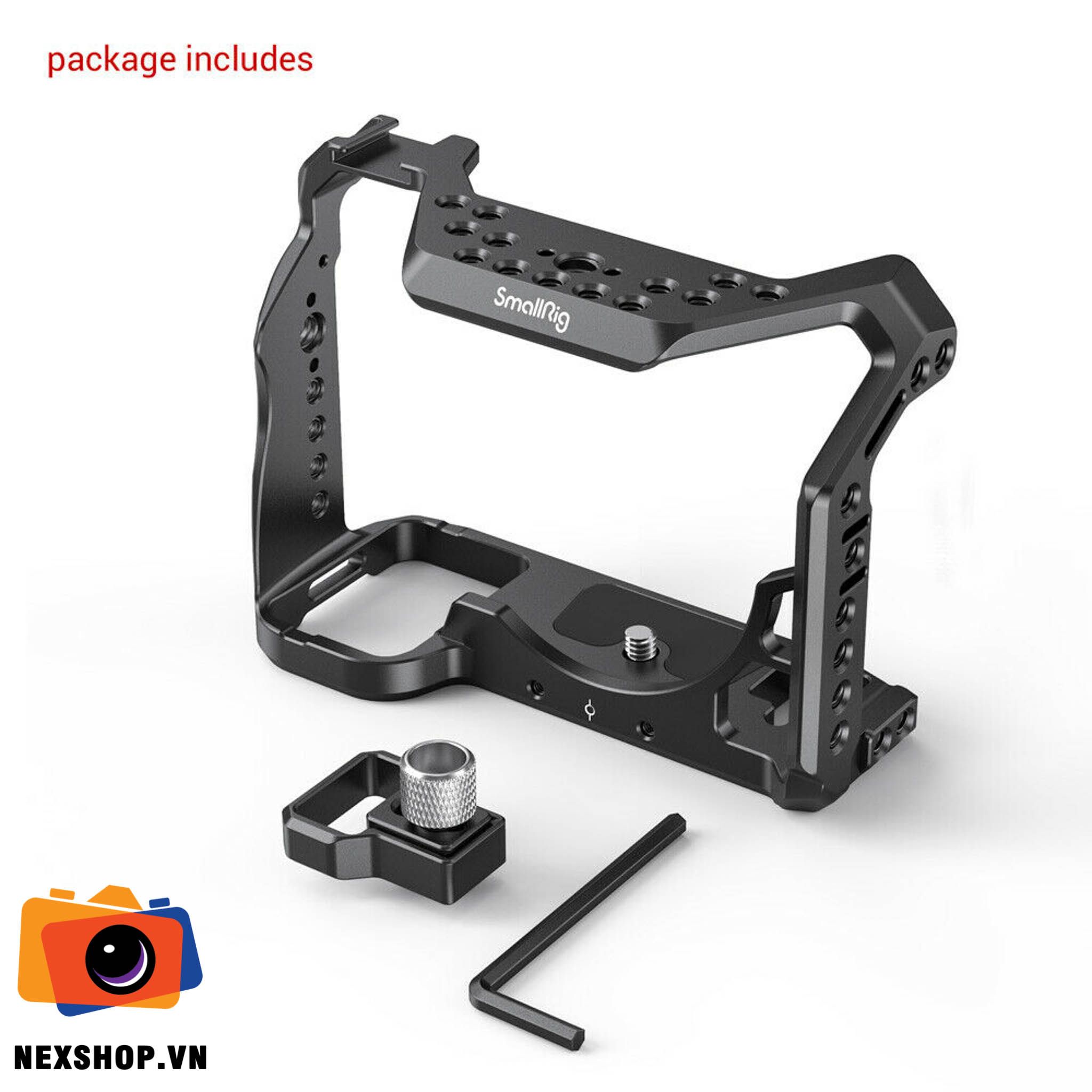 SmallRig Camera Cage + HDMI Cable Clamp 3007 | Chính hãng cho Son - mặt sau và phụ kiện đi kèm